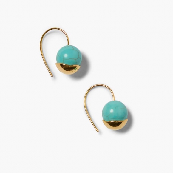 Gold dipped turquoise earings - Picture 2 of 6